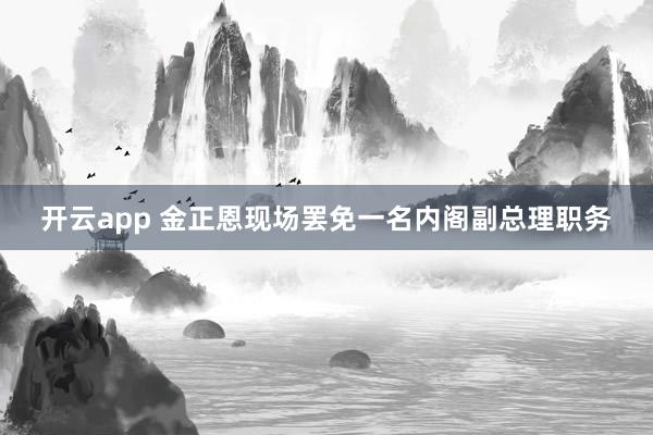 開云app 金正恩現(xiàn)場罷免一名內閣副總理職務